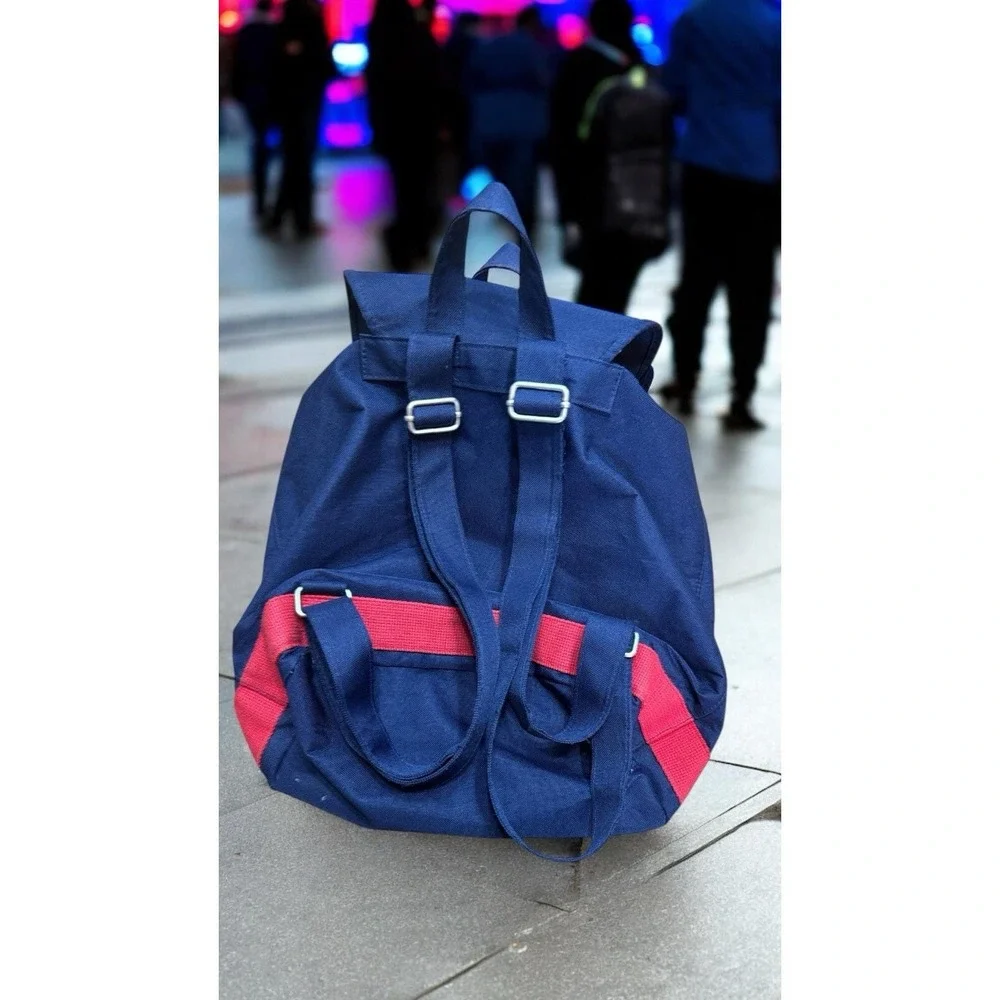 Vintage Y2K Tommy‎ Hilfiger Big Flag Logo Drawstring Backpack Bag, 90s Aesthetic